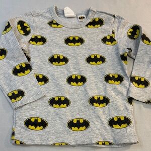 H&M - 9-12M - Grey Batman Logo Long Sleeve Shirt